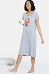 Zivame Harry Potter Knit Cotton Mid length Nightdress - Grey Melange — thumbnail 4